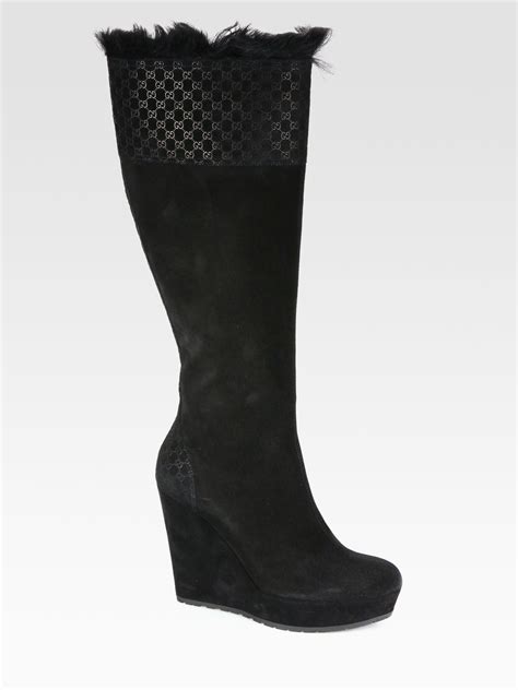 gucci sweater wedge boots|gucci wedge price.